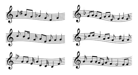 Obraz premium Repeating patterns of musical notes on a white background illustration