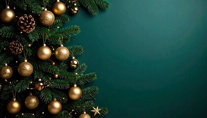 Christmas ornaments on a dark teal background