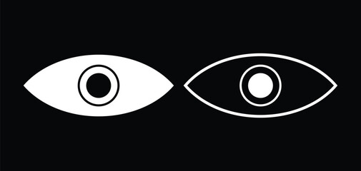 Hide and show password icons. Flat and linear. Different vector eye icons