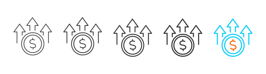 Cost icon set multiple style collection	