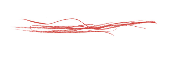 Red pencil lines on white background, hand drawn sketch strokes for art and graphic design use.