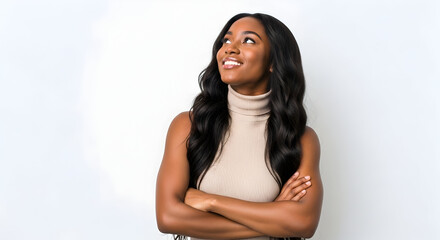 Confident African American Woman Looking Upwards Radiating Success and Optimism in Business and Life A Symbol of Hope Achievement and Positive Outlook in a Bright World