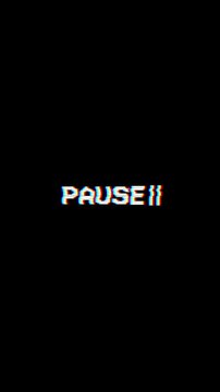 Vertical pause VHS playback element animation, with screen distortion, noise and glitch on black background. 4k video.