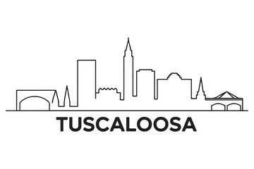 Fototapeta premium Tuscaloosa Line Art skyline silhouette. Black Tuscaloosa city design. with white background