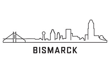 Obraz premium Bismarck Line Art skyline silhouette. Black Bismarck ND city design. with white background