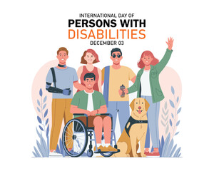 International Day of Persons with Disabilities, December 03. A banner design with a beautiful art and illustration. Poster, placard Card design.