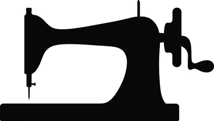 vintage sewing machine with hand crank and needle arm silhouette