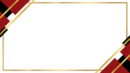 Elegant Black and Gold Frame with Dark Red Geometric Corner Accents