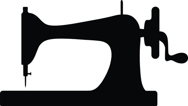 vintage sewing machine with hand crank and needle arm silhouette