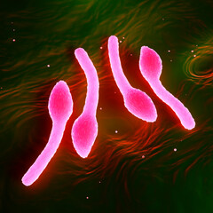 Clostridium Tetani Bacterium Microscopic 3D Render