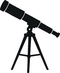 vintage telescope on tripod stand pointed upward silhouette