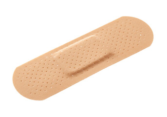 Adhesive bandage isolated on transparent background, first aid plaster for wound care and protection, PNG