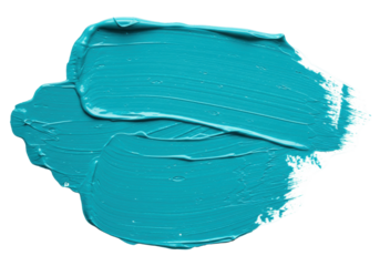 Vibrant turquoise paint stroke isolated on transparent background, abstract acrylic smear for artistic design and creative projects PNG