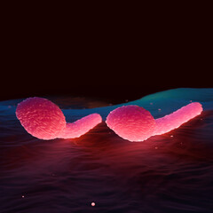 Clostridium Tetani Bacterium Microscopic 3D Render