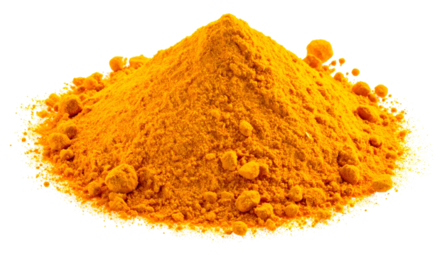 A vibrant pile of bright yellow powder, resembling a small mountain, against a black backdrop