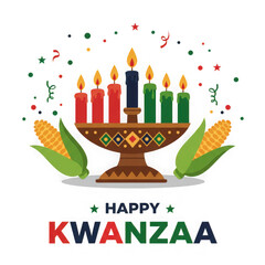 Obraz premium Celebrate kwanzaa with kinara candles and corn vector illustration for holiday celebration design art on transparent background