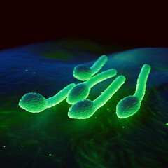 Clostridium Tetani Bacterium Microscopic 3D Render