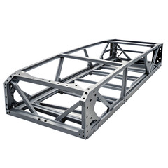 Car chassis frame isolated on transparent background for automobile industry part