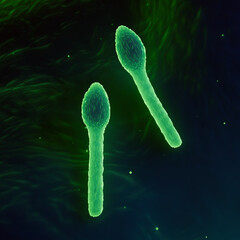 Clostridium Tetani Bacterium Microscopic 3D Render