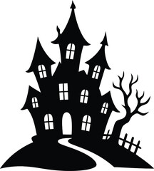 halloween castle with bats