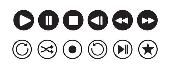 Collection of multimedia symbols isolated on transparent background