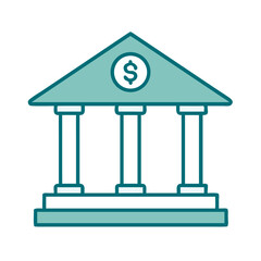 Bank Building with Dollar Icon for Web and Graphic Design