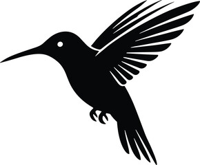 hummingbird hovering mid-air with wings blurred in motion silhouette