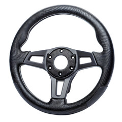 Black steering wheel isolated on transparent background for car modification