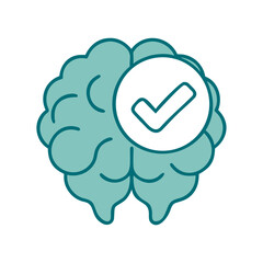 Brain with Checkmark Icon for Web and Graphic Design