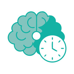 Brain with Clock Icon for Web and Graphic Design