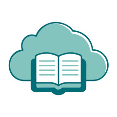 Cloud Book Storage Icon for Web and Graphic Design