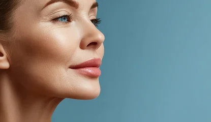 Handdoek met foto Schoonheidssalon Woman with a beautiful face and a smile. She has a very nice smile  © panumas