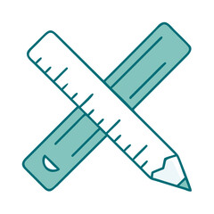 Crossed Pencil and Ruler Icon for Web and Graphic Design