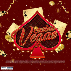 Casino vegas luxury casino 3d editable vector text effect template. Vegas 3d gold typography design for elegant casino poster and logo.