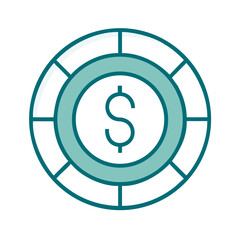 Dollar Coin in Circle Icon for Web and Graphic Design