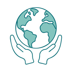 Globe with Hands Holding Global Protection or Care Icon for Web and Graphic Design