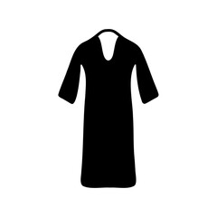 Black tunic style dress with short sleeves and rounded neckline