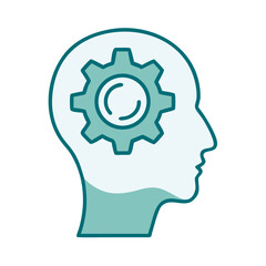 Human with Gear Brain Cognitive Thinking Icon for Web and Graphic Design