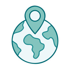 Map Pin on Globe Icon for Web and Graphic Design