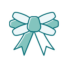 Outline Ribbon Bow with Tails Icon for Web and Graphic Design