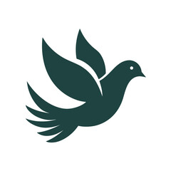 Fototapeta premium Minimal bird of peace silhouette dove vector harmony and hope illustration with white background