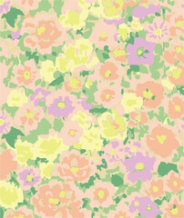 Small flowers, Daisy flowers, pattern on a yellow background with a wild flowers of different sizes artwork for tattoo, fabrics, souvenirs, packaging, greeting cards and scrapbooking