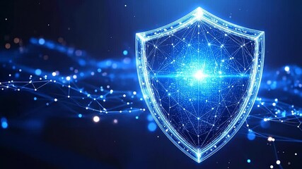 Futuristic digital security shield concept representing advanced cyber defense and robust data protection in an interconnected global network environment - Powered by Adobe