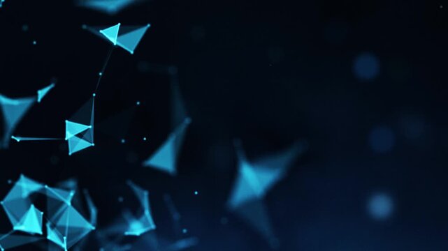 ue plexus lines and dots connection motion. Digital technology, network connection futuristic visualization. Plexus background of blue glowing lines. Abstract technology, science, engineering. 4k.