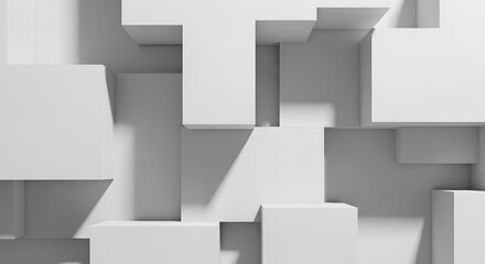 Obraz premium Minimalist Abstract White Cubes 3D Architecture Background