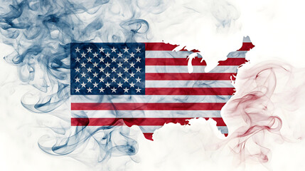 American flag in the shape of the usa isolated on white background