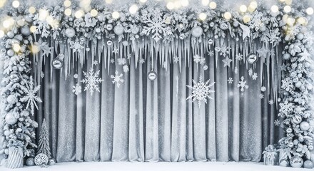 Obraz premium Holiday stage with frosted decor