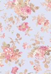 Beautiful floral pattern, suitable for textile, packaging, Daisy flowers, bellflowers, leaves, white background. Floral illustration. Vector seamless pattern. Botanical design. Meadow nature plants