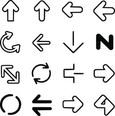 Minimalist Black Arrow Vector Icons Set  Direction, Navigation, and Pointer Symbols