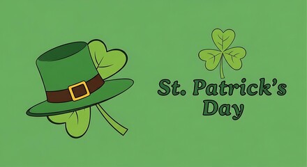 St Patricks Day Celebration with Green Hat and Shamrock.